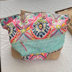 Stella & Dot Pink and Blue Patterned Tote